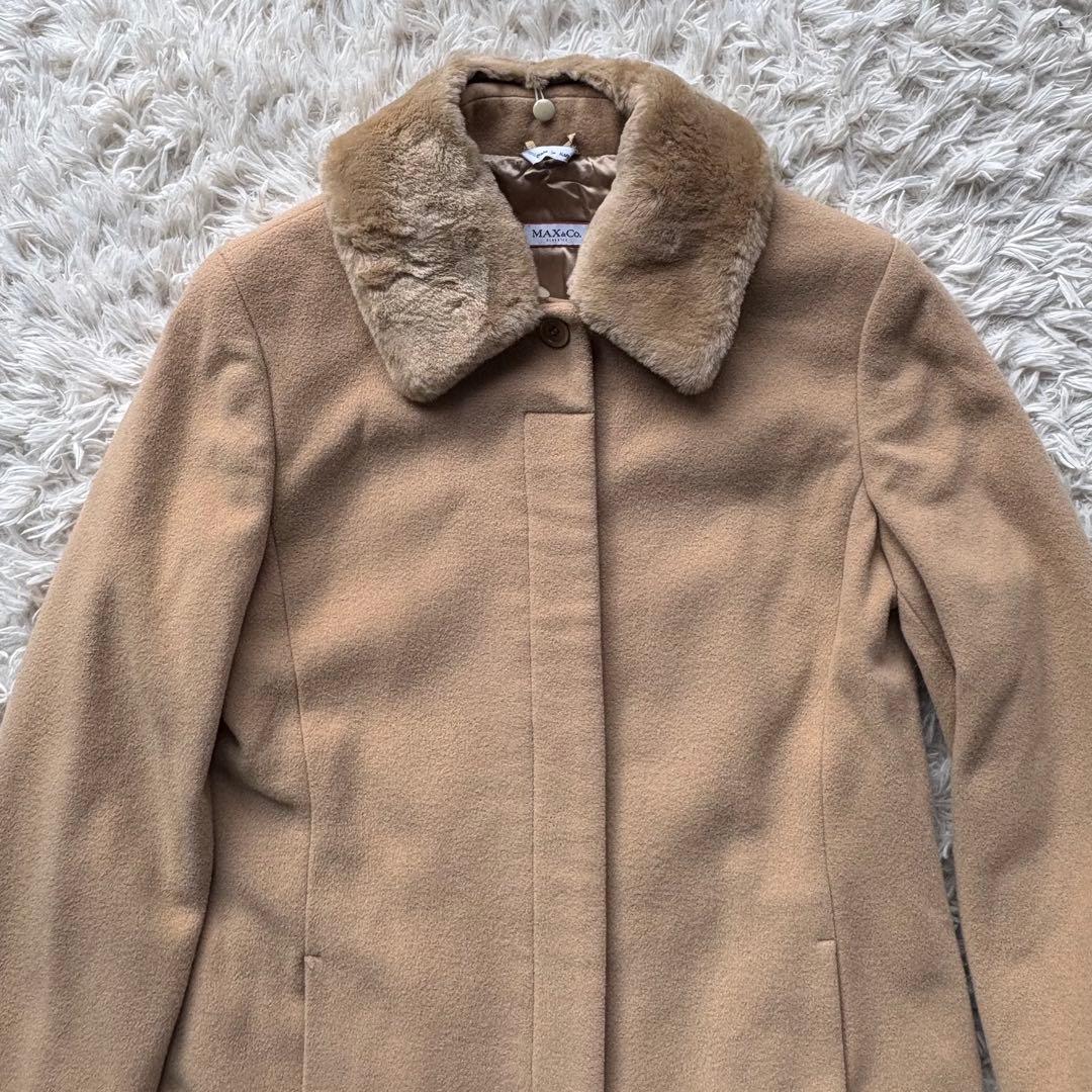 Max&Co ウールロングコート ファー付 伊製 大きいサイズ ベージュ 42
