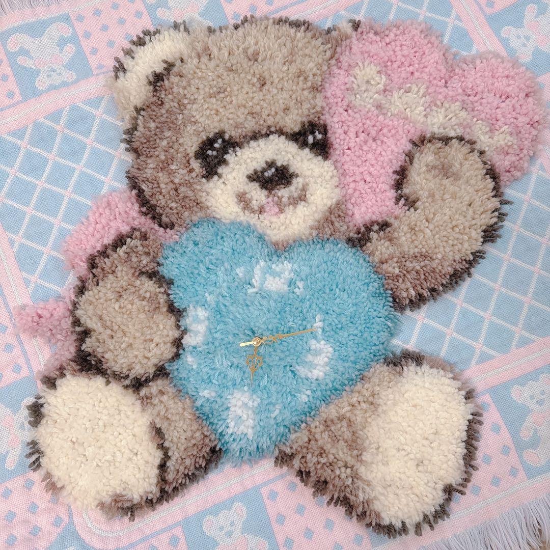 Latchhook Wall Clock ファンシー ウォールデコ くま ベア