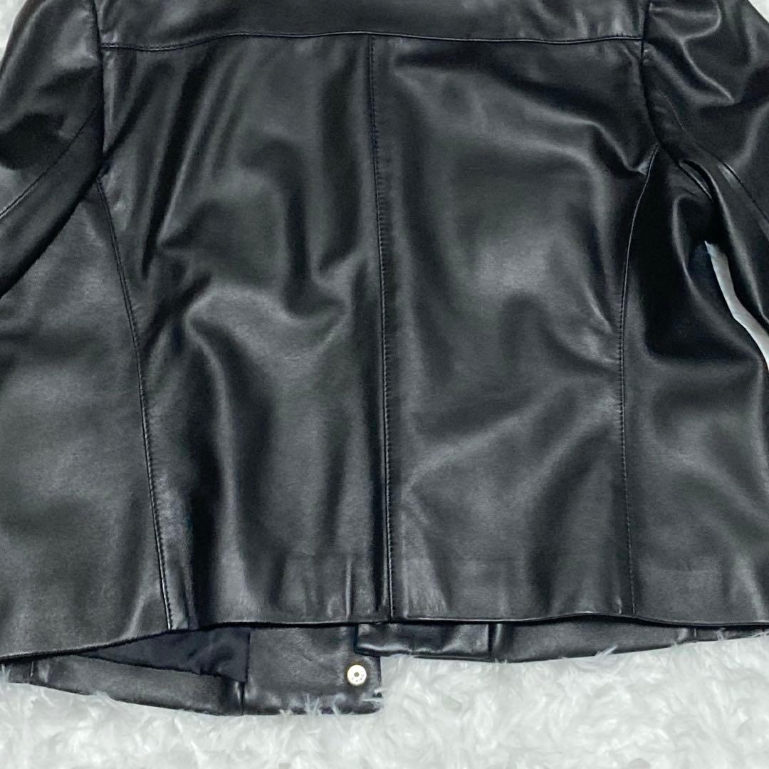 【プリン】23区 シープレザー ノーカラー レザージャケット 46
