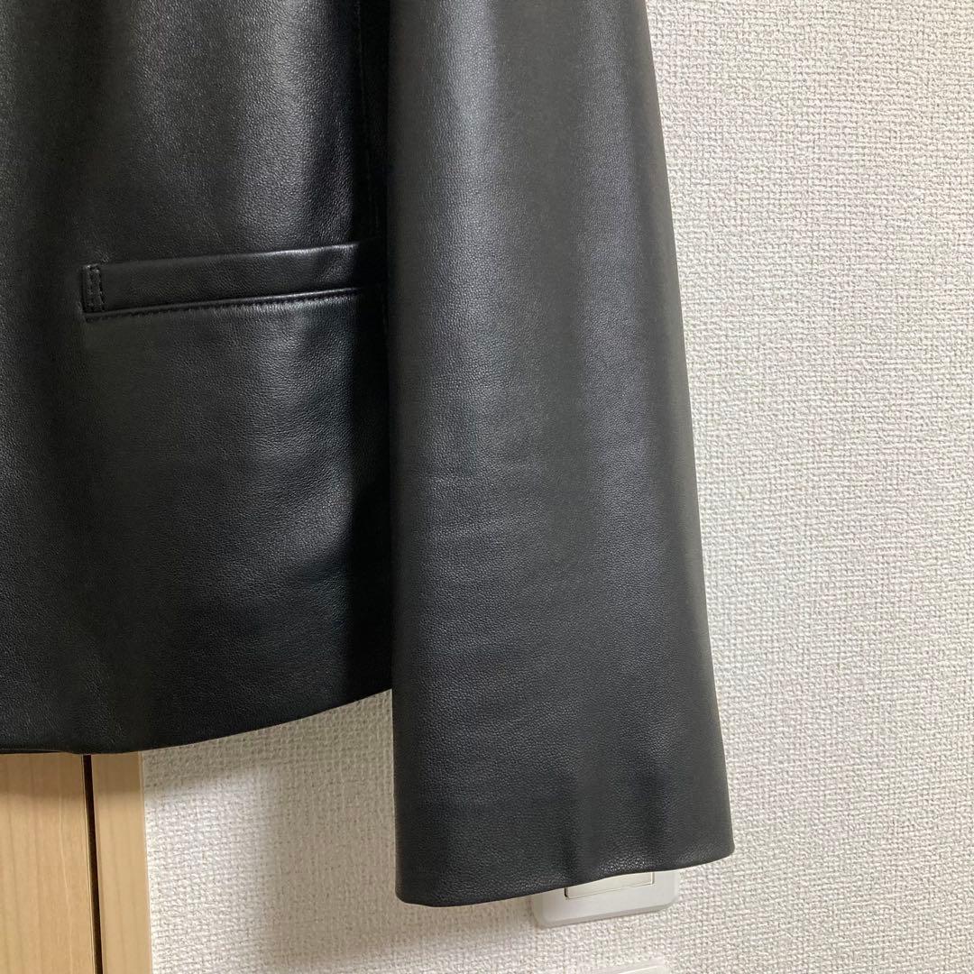 【プリン】23区 シープレザー ノーカラー レザージャケット 46