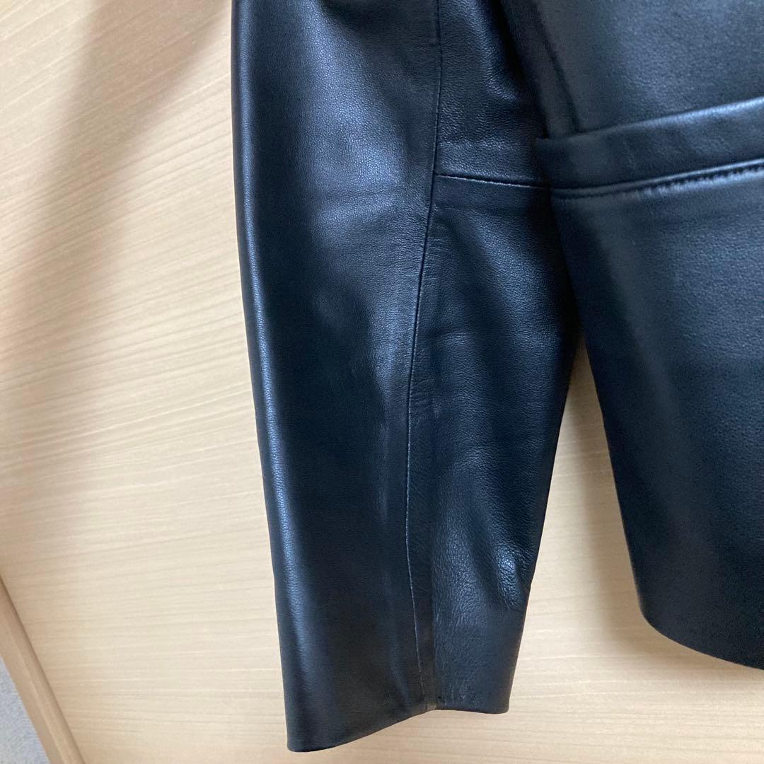 【プリン】23区 シープレザー ノーカラー レザージャケット 46