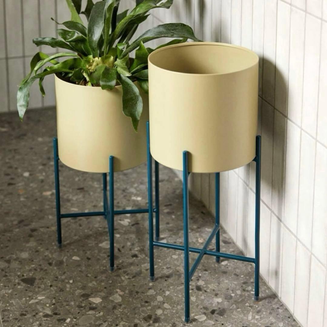 未使用 Hubschヒュプシュ 鉢カバー プランタースタンド カーキ φ25 ①