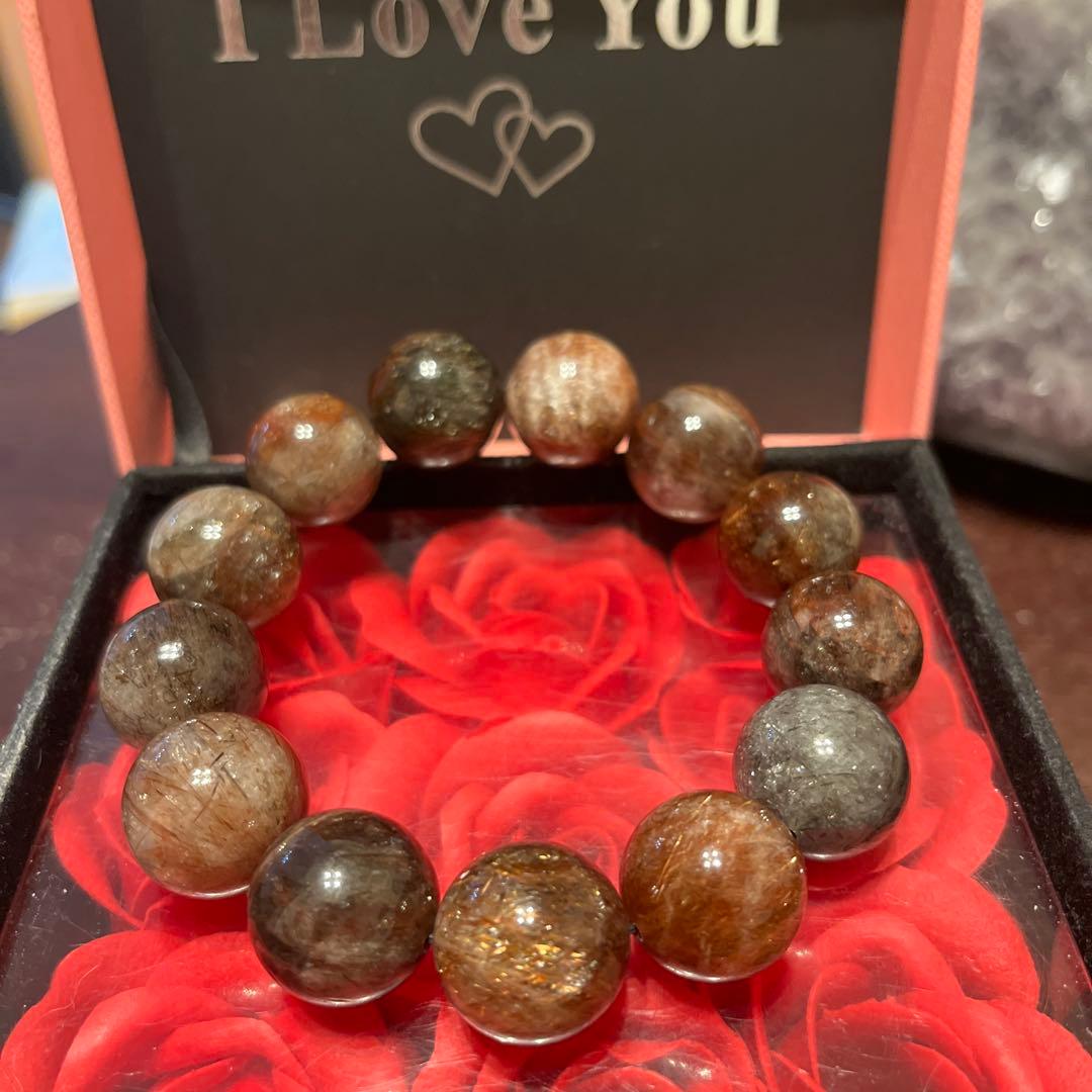 天然石ブレスレット　フォーリエテッドマイカインクォーツ　超大玉　18ミリ