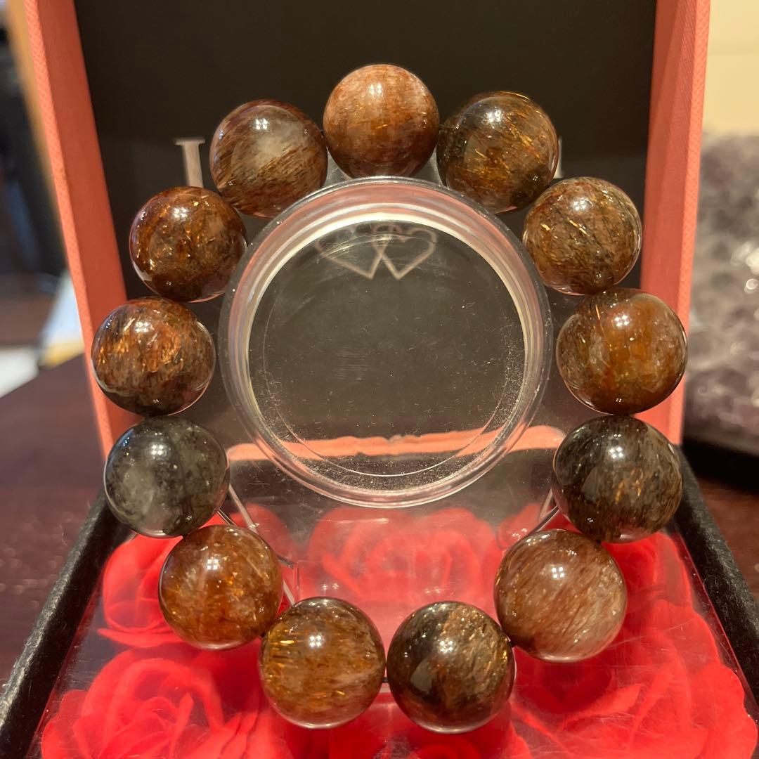 天然石ブレスレット　フォーリエテッドマイカインクォーツ　超大玉　18ミリ