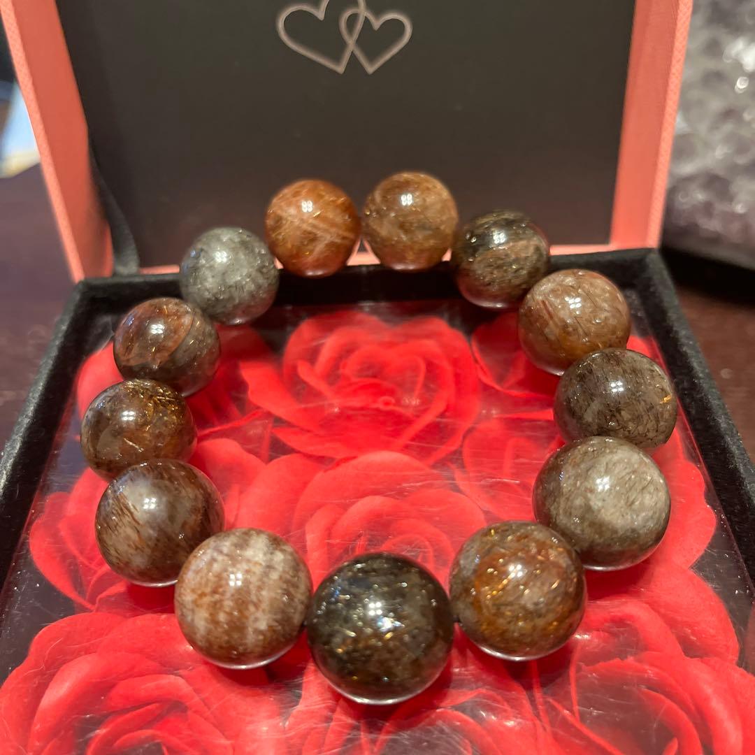 天然石ブレスレット　フォーリエテッドマイカインクォーツ　超大玉　18ミリ