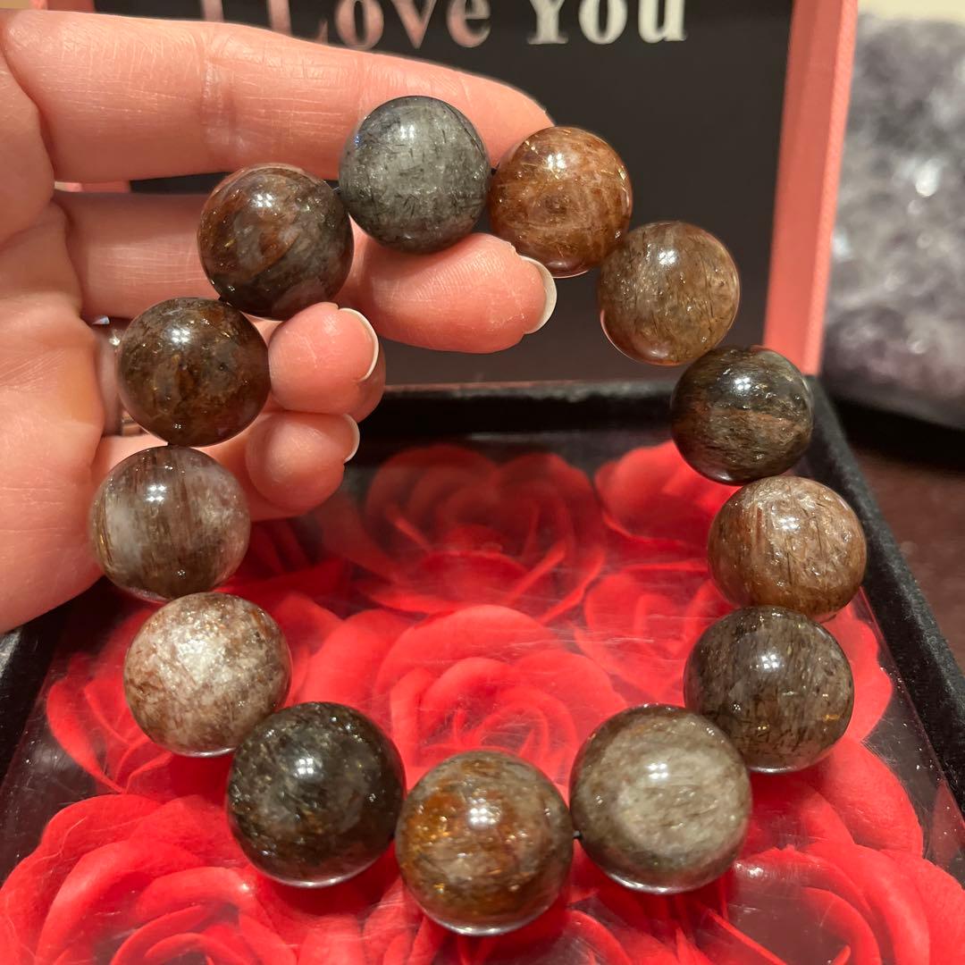 天然石ブレスレット　フォーリエテッドマイカインクォーツ　超大玉　18ミリ