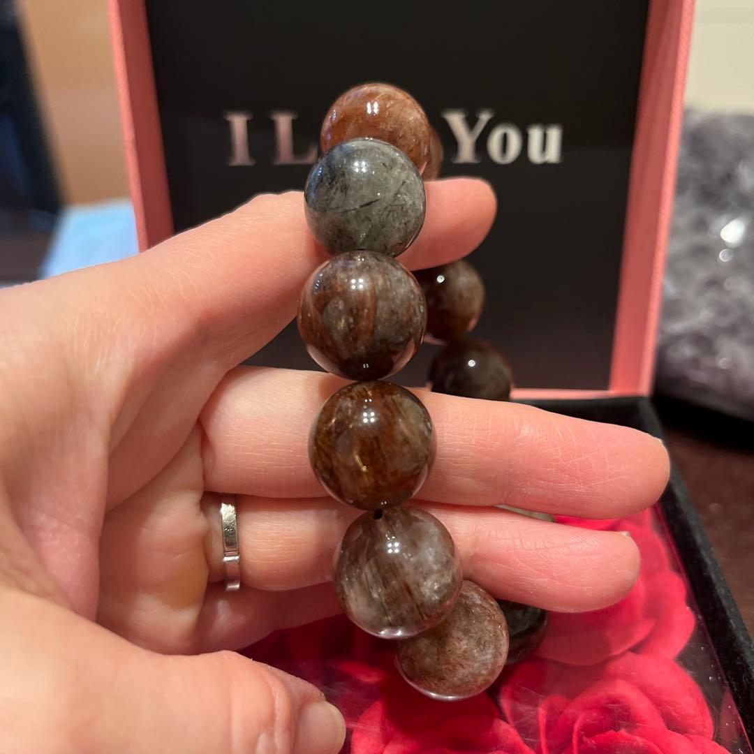 天然石ブレスレット　フォーリエテッドマイカインクォーツ　超大玉　18ミリ