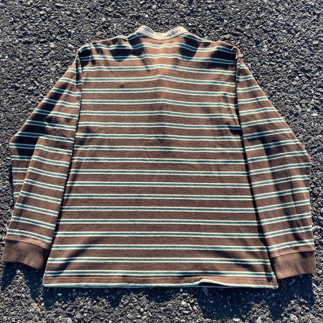 90s 00s eddie bauer ボーダー ロンT 長袖 ヘンリー 古着