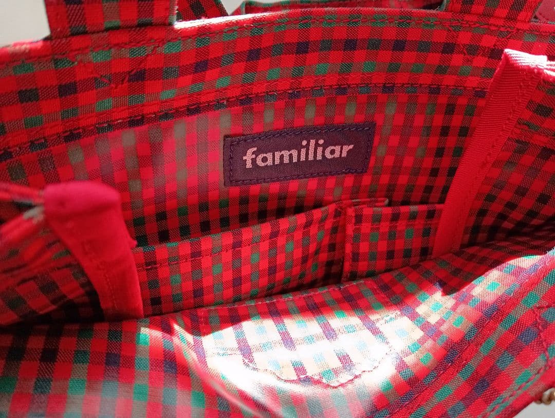 「こまつ」familiar 赤・緑チェック トートバッグセット