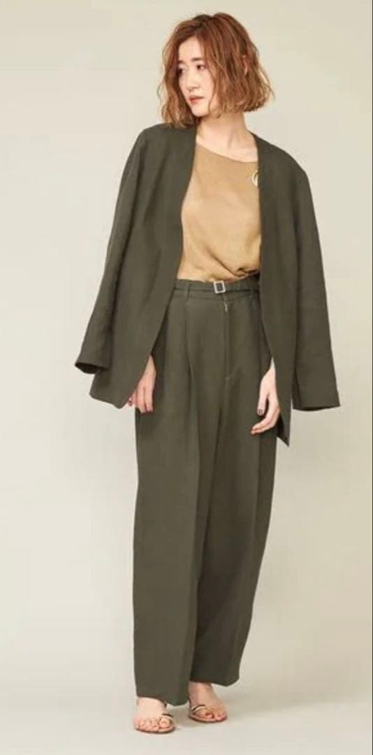 2点セット コンテ conte ペーパー ジャケット タックパンツ 辺見えみり