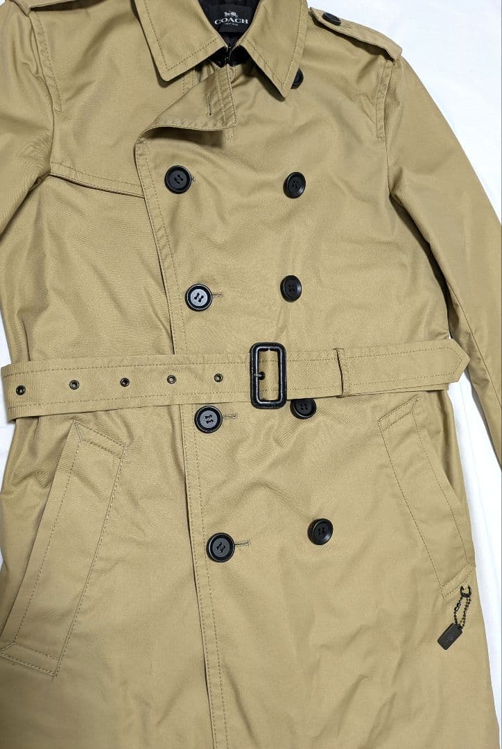 極美品✨ COACH トレンチコート レザー切り替え　ダブル　チャーム付き