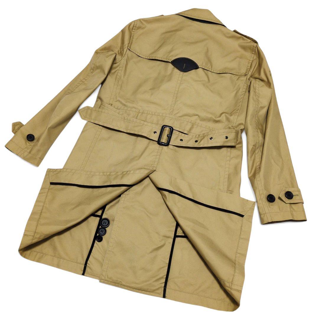 極美品✨ COACH トレンチコート レザー切り替え　ダブル　チャーム付き