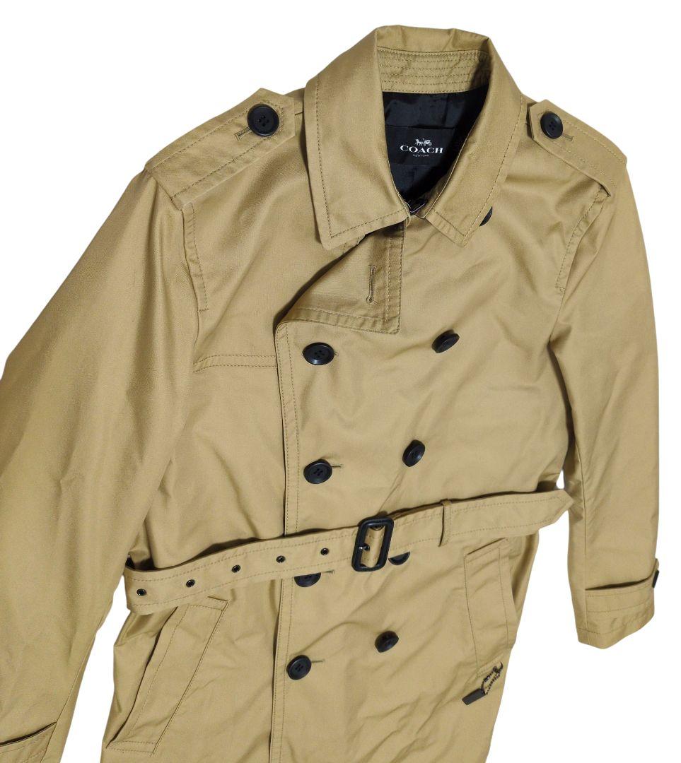 極美品✨ COACH トレンチコート レザー切り替え　ダブル　チャーム付き