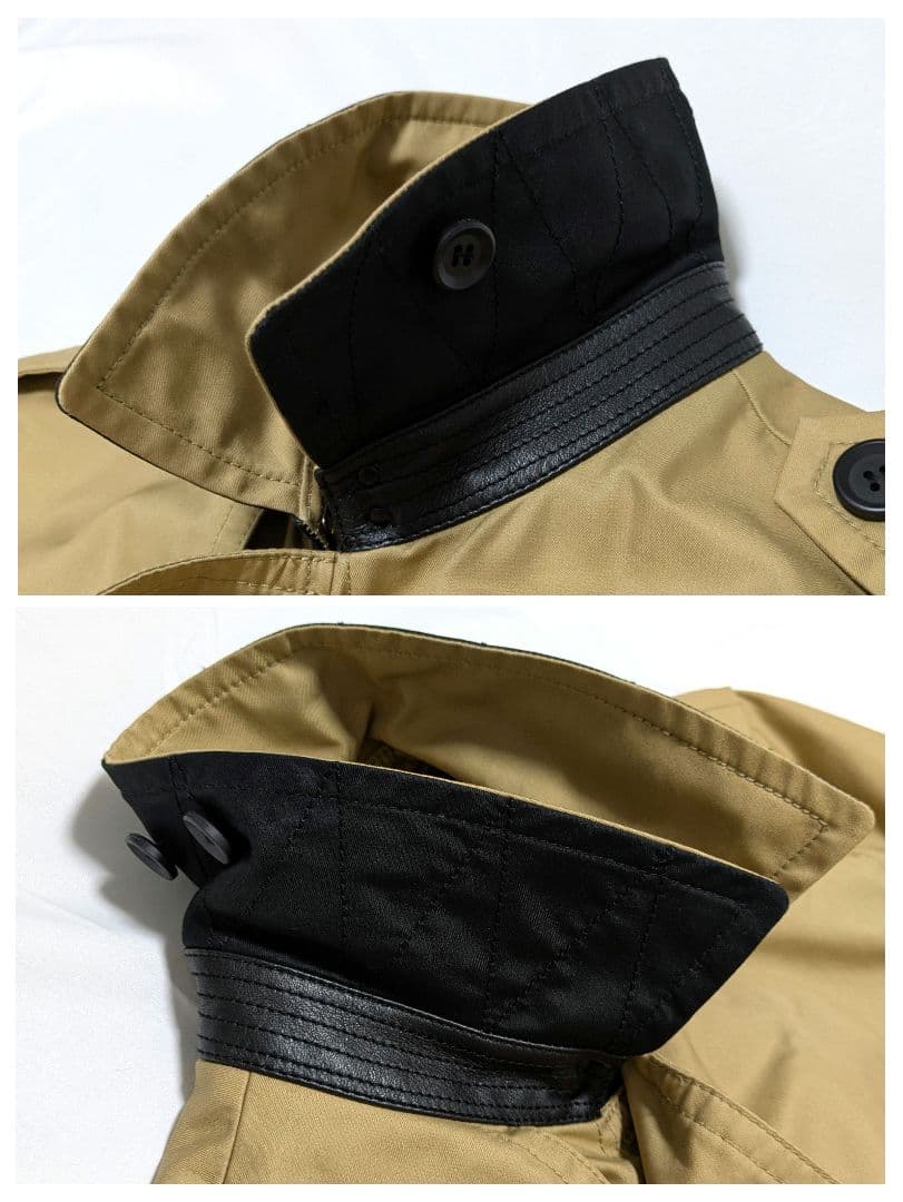 極美品✨ COACH トレンチコート レザー切り替え　ダブル　チャーム付き