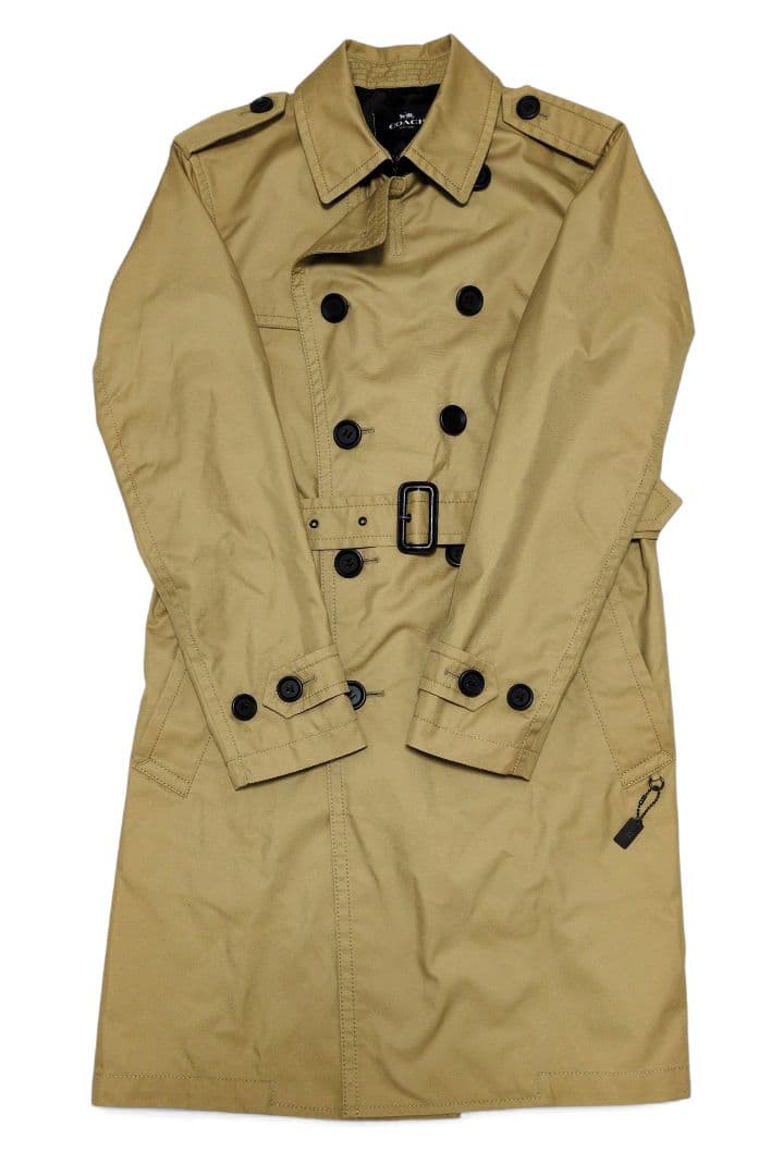 極美品✨ COACH トレンチコート レザー切り替え　ダブル　チャーム付き