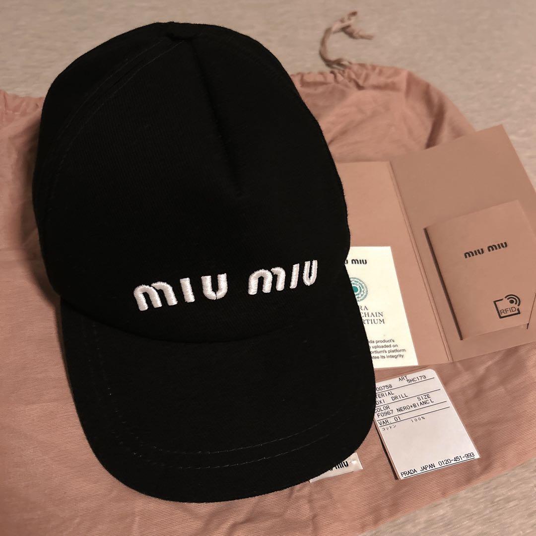 miu miu ブラック ベースボールキャップ　L ミュウミュウ