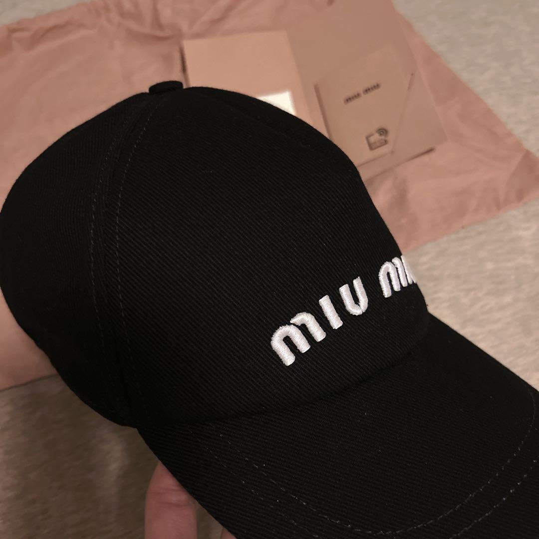 miu miu ブラック ベースボールキャップ　L ミュウミュウ
