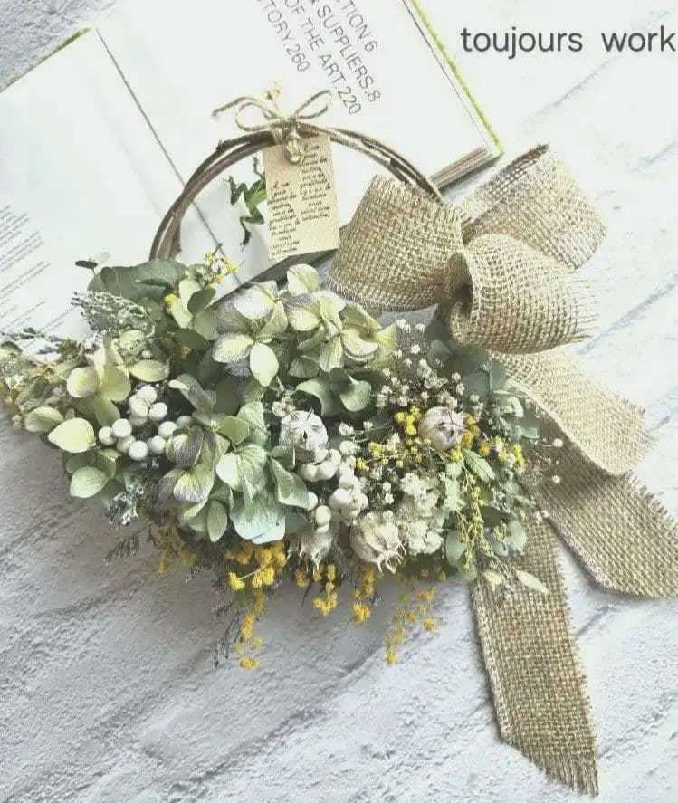 ◇ハーフリース◇紫陽花◇ナチュラルリース◇リース