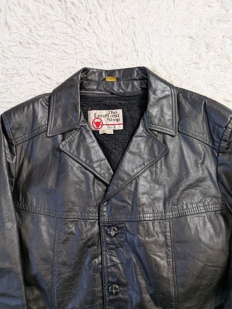極希少　70s Sears シアーズ レザージャケット ボアライナー付 46 黒