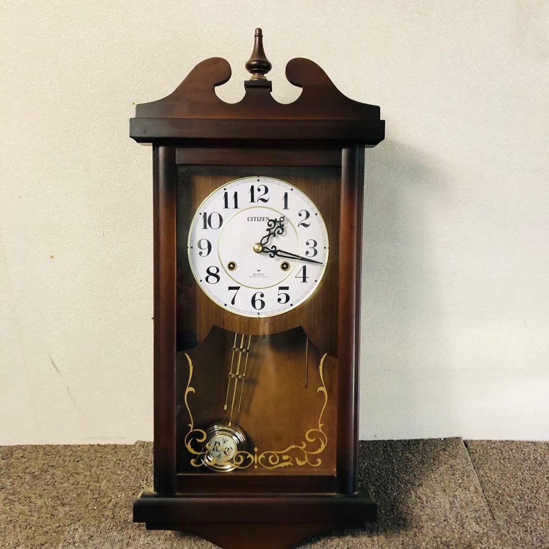 E86アンティーク品✨シチズン アナログ掛け時計 振り子時計 昭和レトロ
