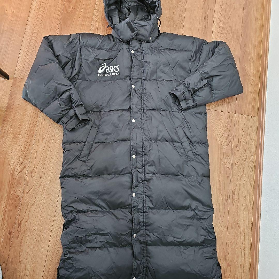 美品　アシックス　ダウンベンチコート　ロングブラック　L