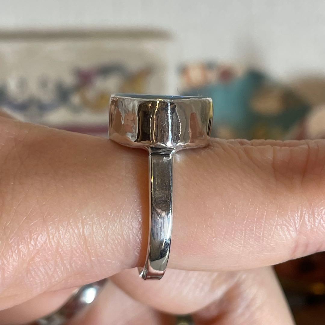 ハンドメイド　シルバー925 シルバーリング　ダブレットボルダーオパール