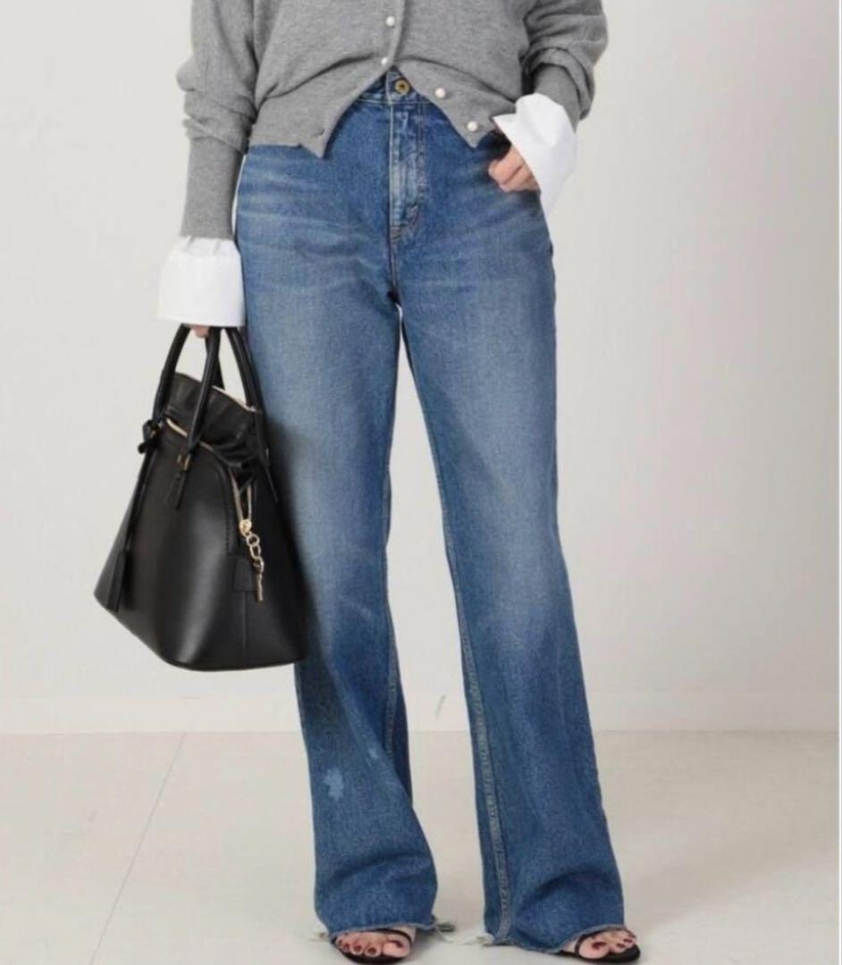 マディソンブルー　HEM CUT FLARE PANTS DENIM