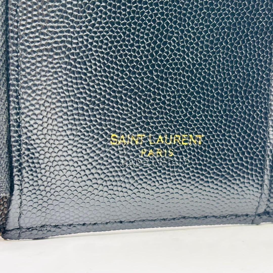 SAINT LAURENT 三つ折り キャビアスキン Vステッチ カサンドラ