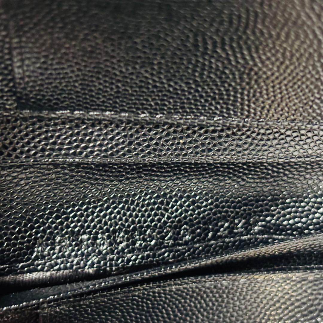 SAINT LAURENT 三つ折り キャビアスキン Vステッチ カサンドラ