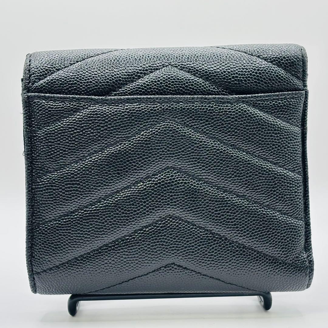 SAINT LAURENT 三つ折り キャビアスキン Vステッチ カサンドラ