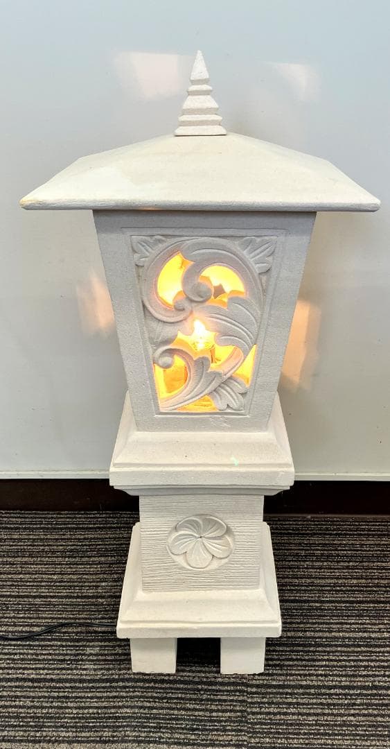 プルメリア柄の灯篭　灯籠　パラス石　アジアン照明　バリ雑貨