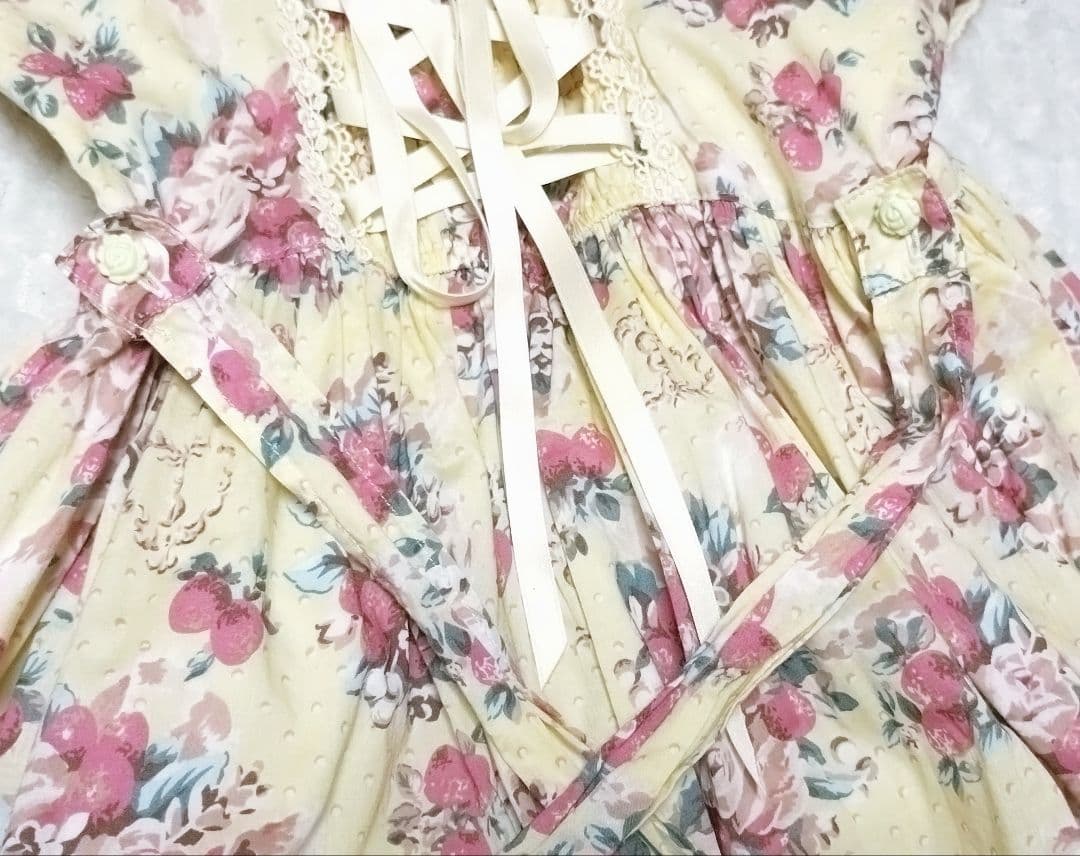 ヴィクトリアンシュガーブーケ柄ローズレースJSK 生成