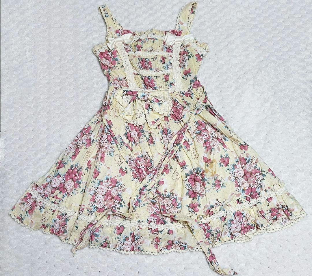 ヴィクトリアンシュガーブーケ柄ローズレースJSK 生成