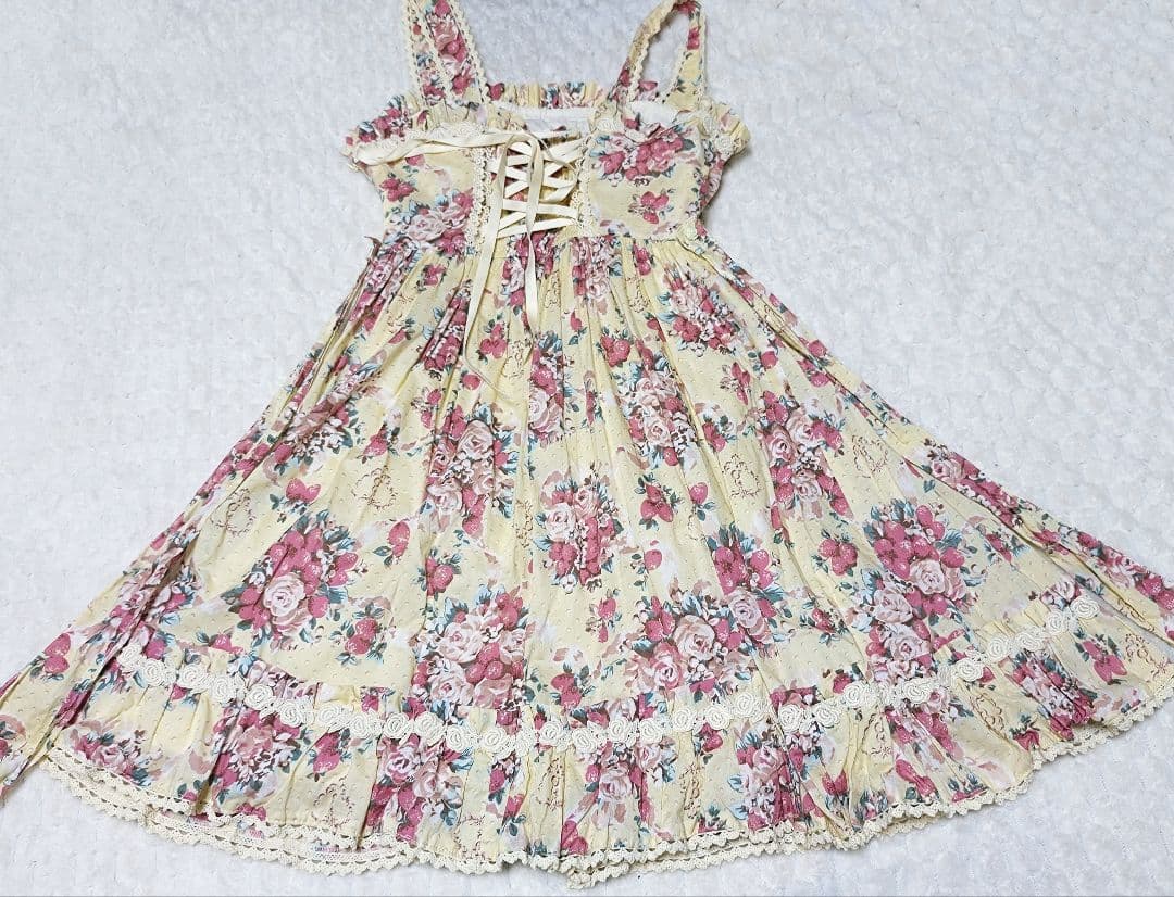 ヴィクトリアンシュガーブーケ柄ローズレースJSK 生成