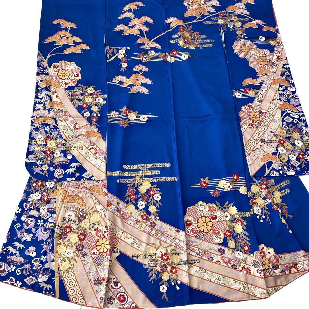 ™️ 青　古典柄　宝尽くし　振袖4点セット‼️お振袖セット‼️NO92