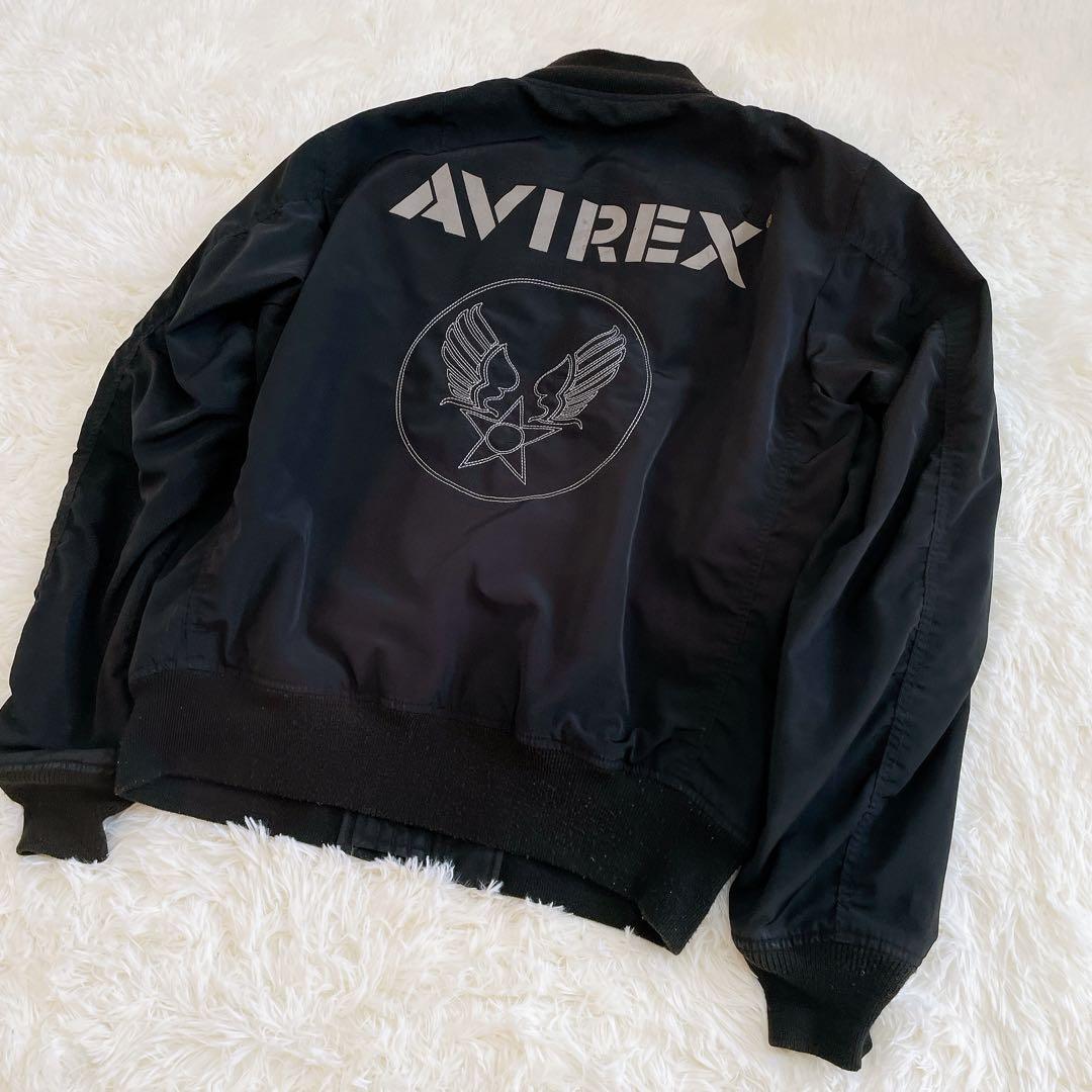 XLサイズ✨AVIREX MA-1 フライトジャケット 背面ビッグロゴ ブラック
