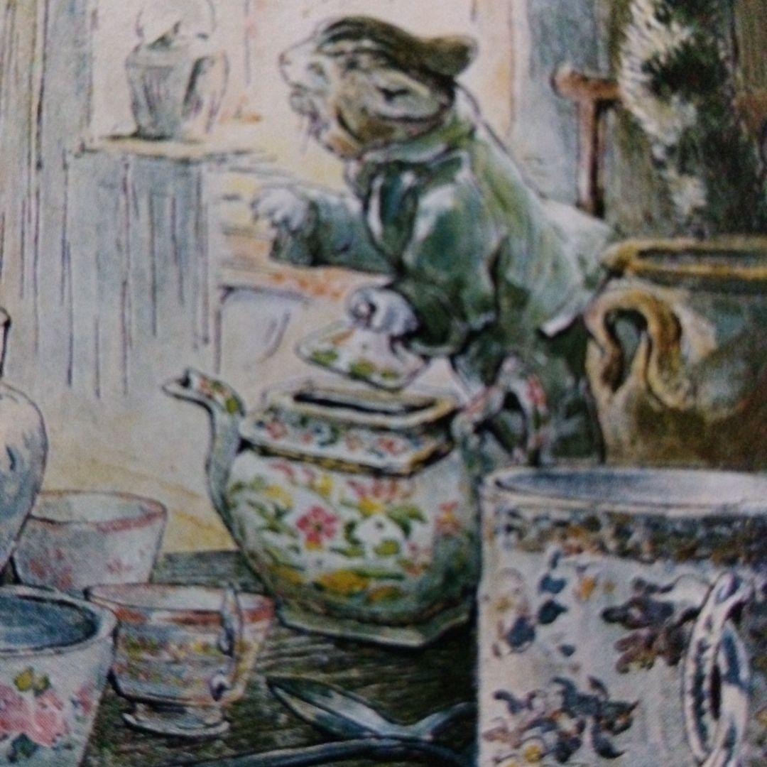 【レア】グロースターの仕立て屋 ティーポット型オルゴール \"二人でお茶を \"