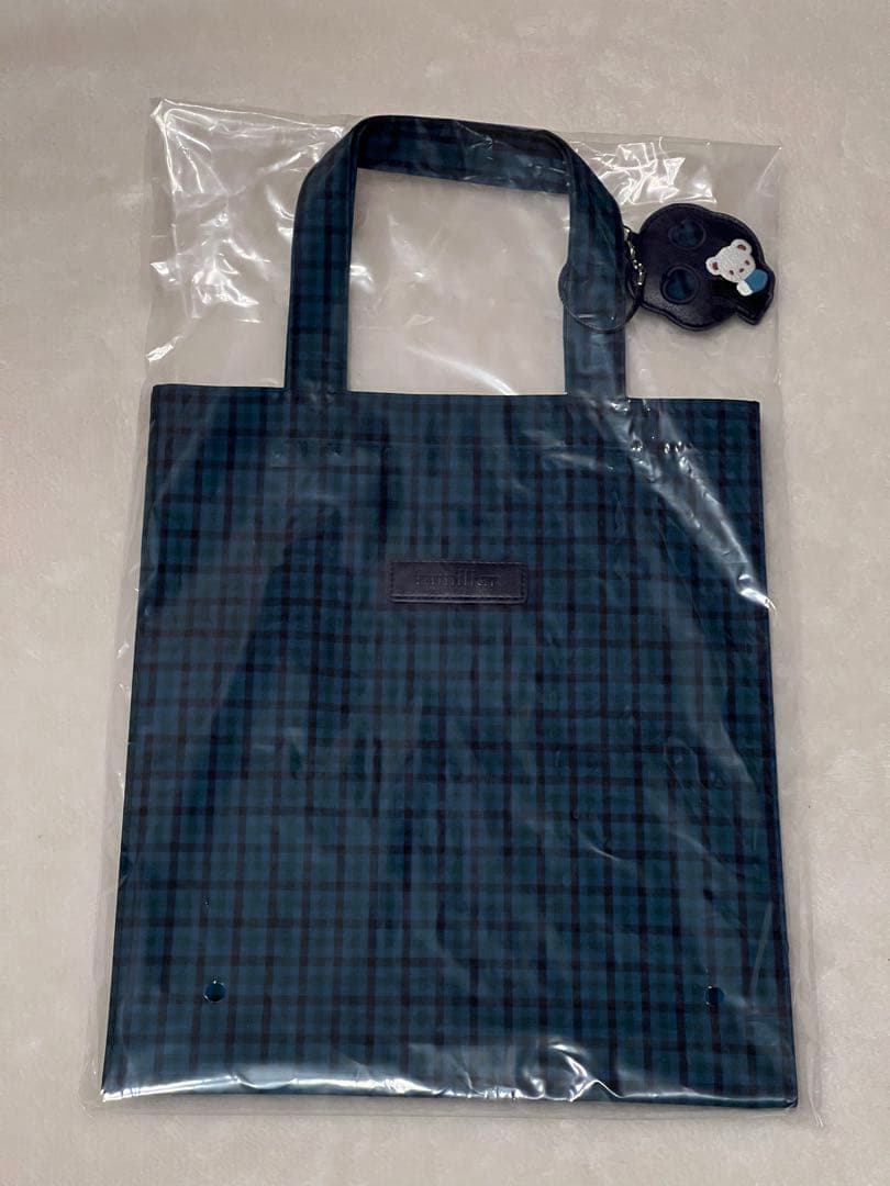 familiar　ファミリア　トートバッグ　チェック　青　大