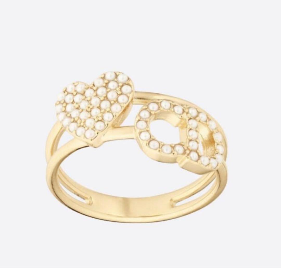 n*a様 【Dior】 CDロゴリング ハート パール ゴールド 指輪