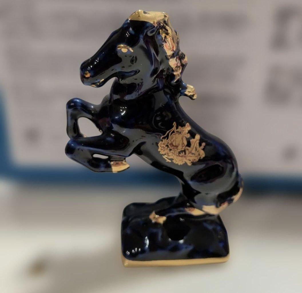 リモージュ　カステル　陶磁器　馬の置物　コバルトブルー　22K金塗装 ビンテージ