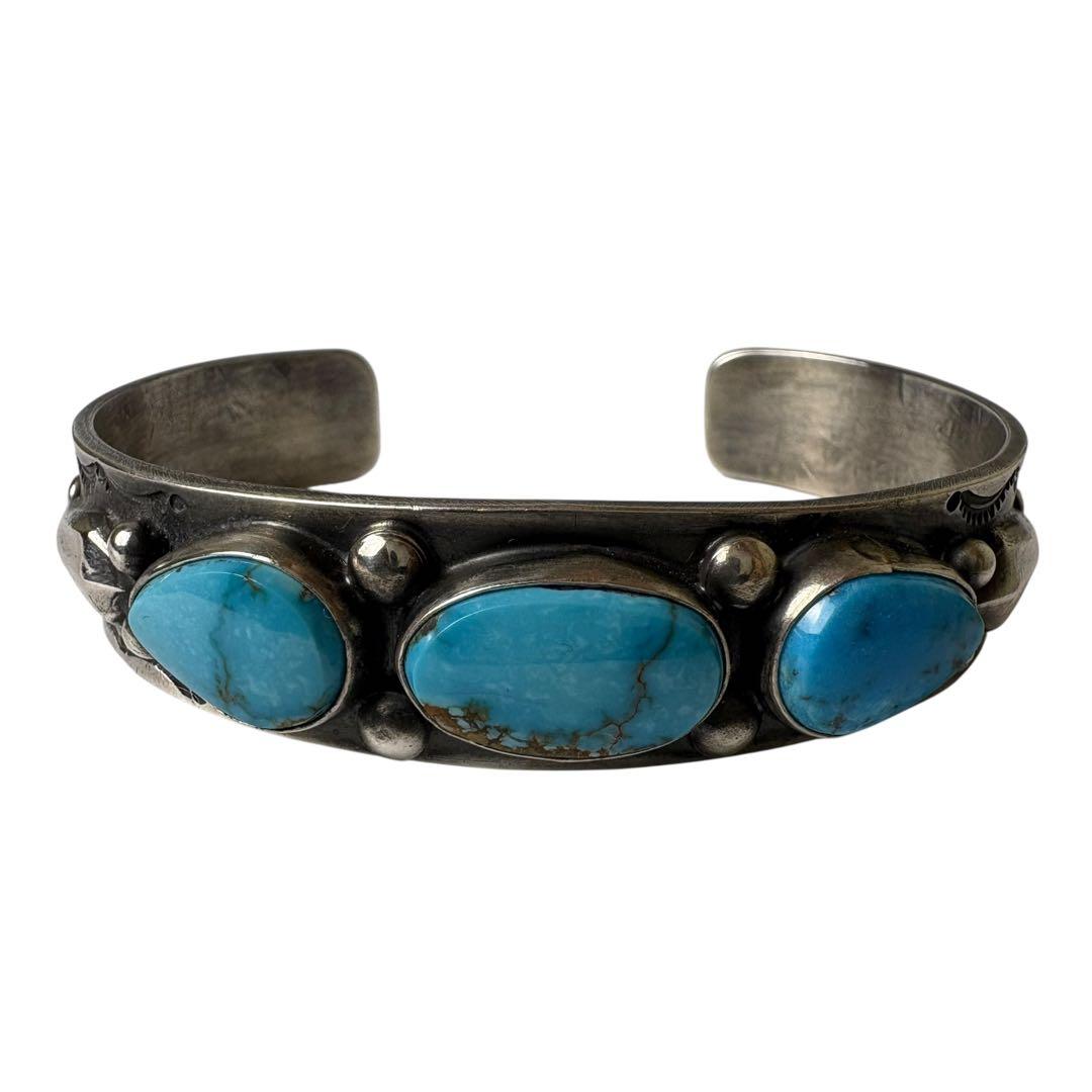 FRITSON TOLEDO作　ナバホ族 ターコイズ スタンプワーク　バングル