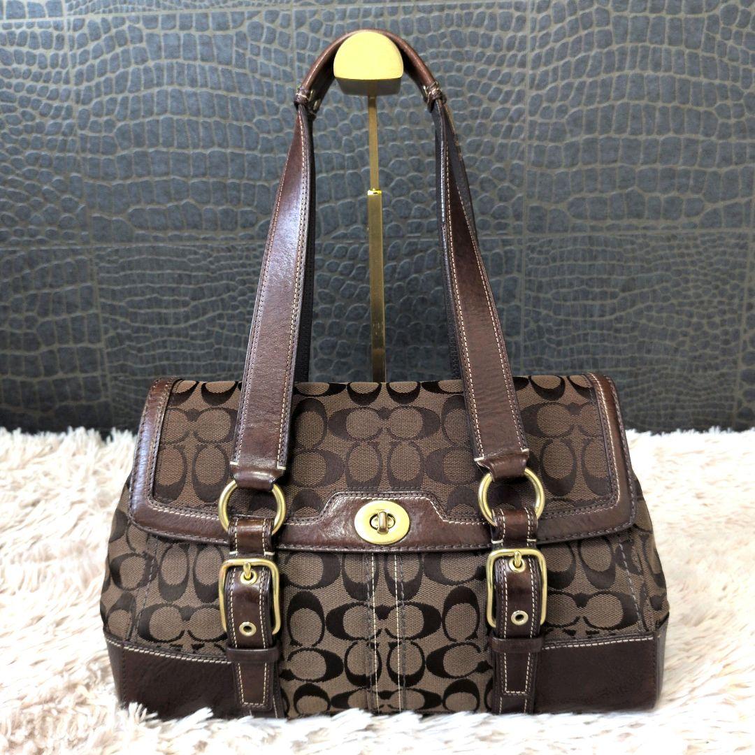 【希少】Vintage Coach Tote Bag Turn Lock Y2K