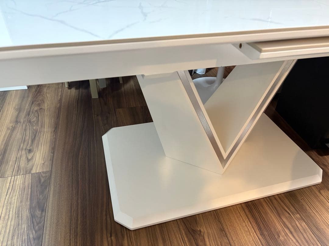 ワンタッチ延長ダイニングテーブル　セラミック　4人〜6人