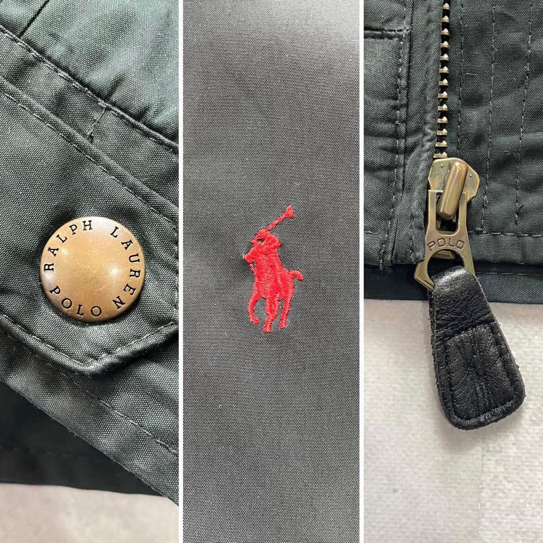 希少✨90s ポロラルフローレン スイングトップ 裏ボア ポニー刺繍 黒 M相当