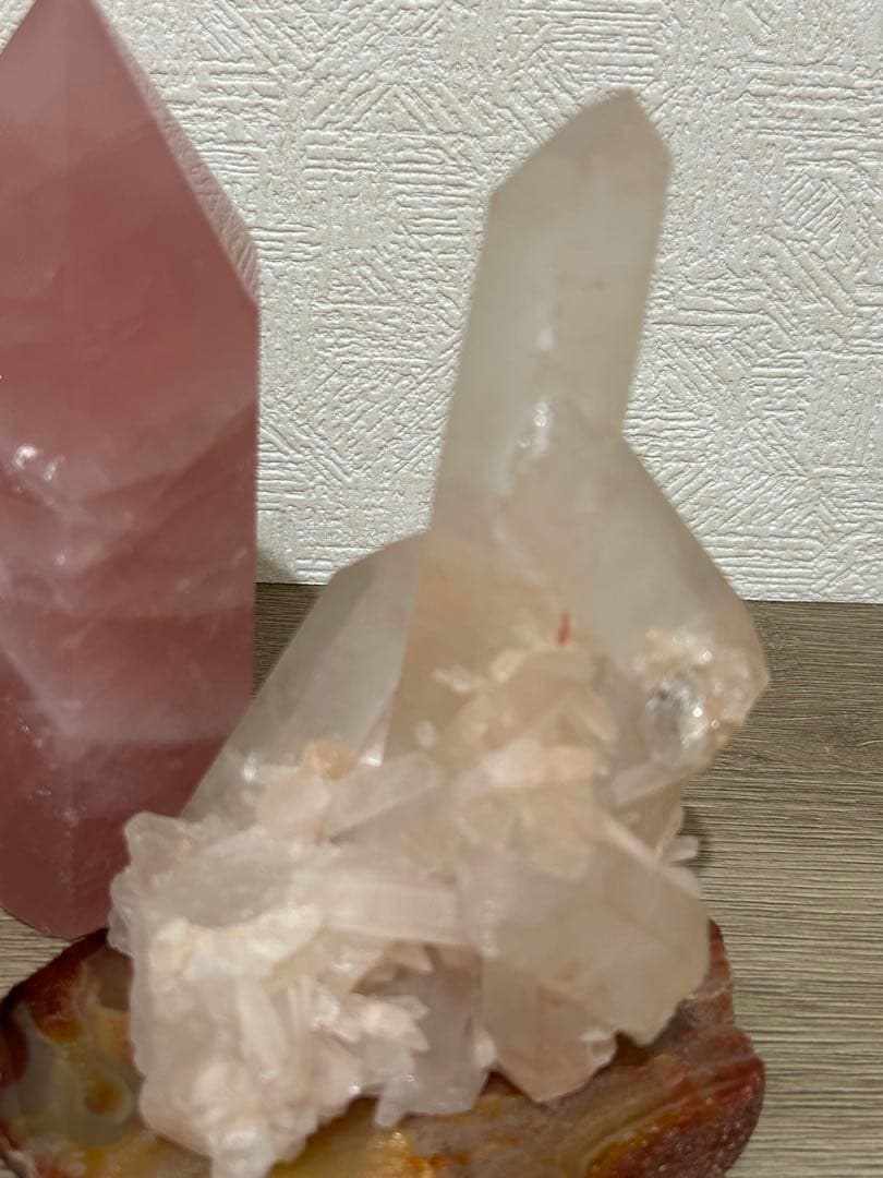 優しいピンクマニカラン水晶クラスター　 大きめサイズ