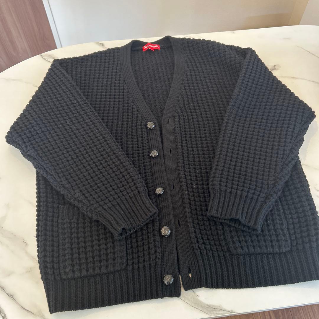Supreme ワッフルニットカーディガン L 黒