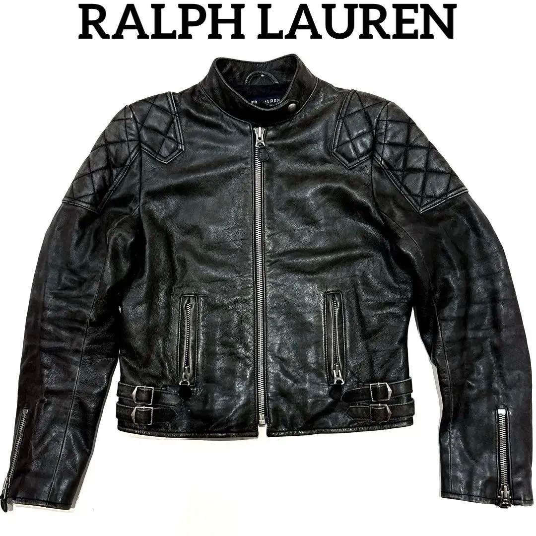 RALPH LAUREN ライダースジャケット ビンテージ加工 ブラック M 革