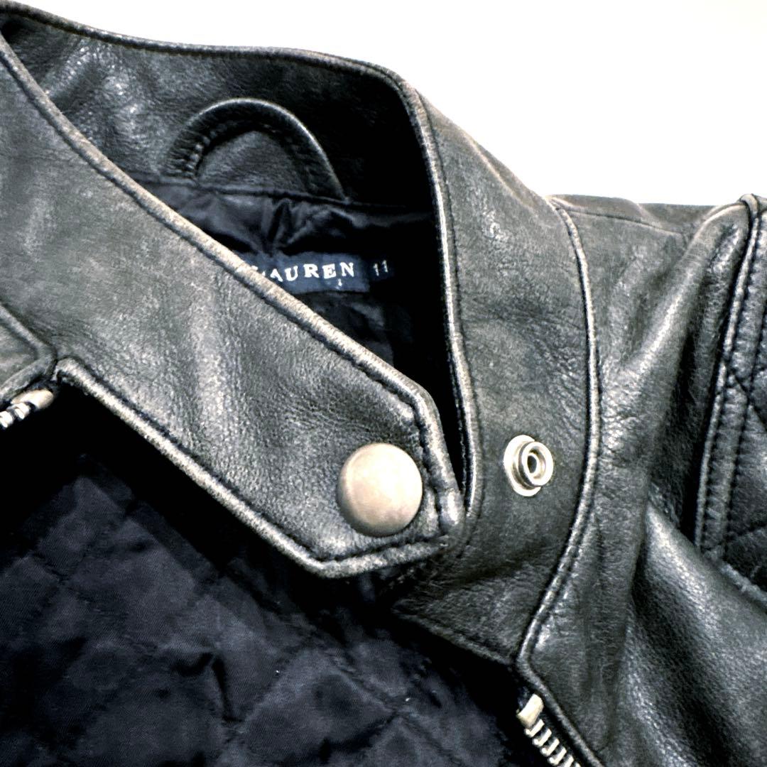 RALPH LAUREN ライダースジャケット ビンテージ加工 ブラック M 革