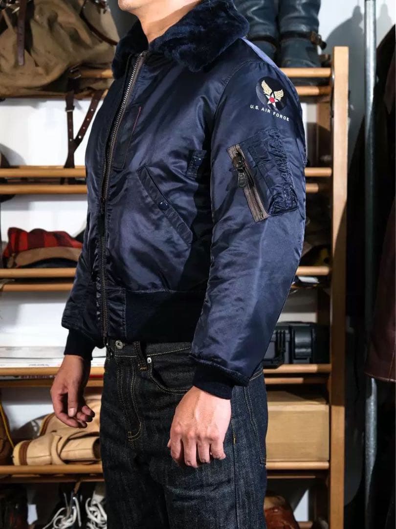 Sサイズ50s復刻ネイビー フライトジャケット TYPE B-15C青い