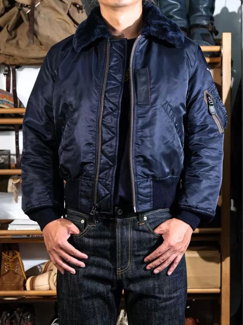 Sサイズ50s復刻ネイビー フライトジャケット TYPE B-15C青い